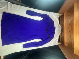 Vintage Hearts Mock Neck Long Sleeve Dress Royal Blue Size 13/14